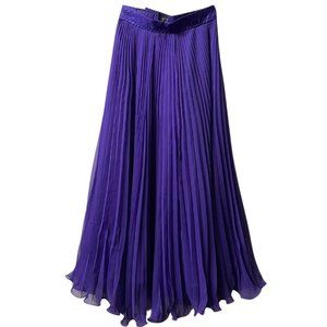 Original by Dames Vintage Maxi Silk Purple Pleated Skirt Size (XS)